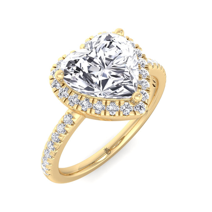 Heart Shape Engagement Ring With Halo &amp; Sidestones