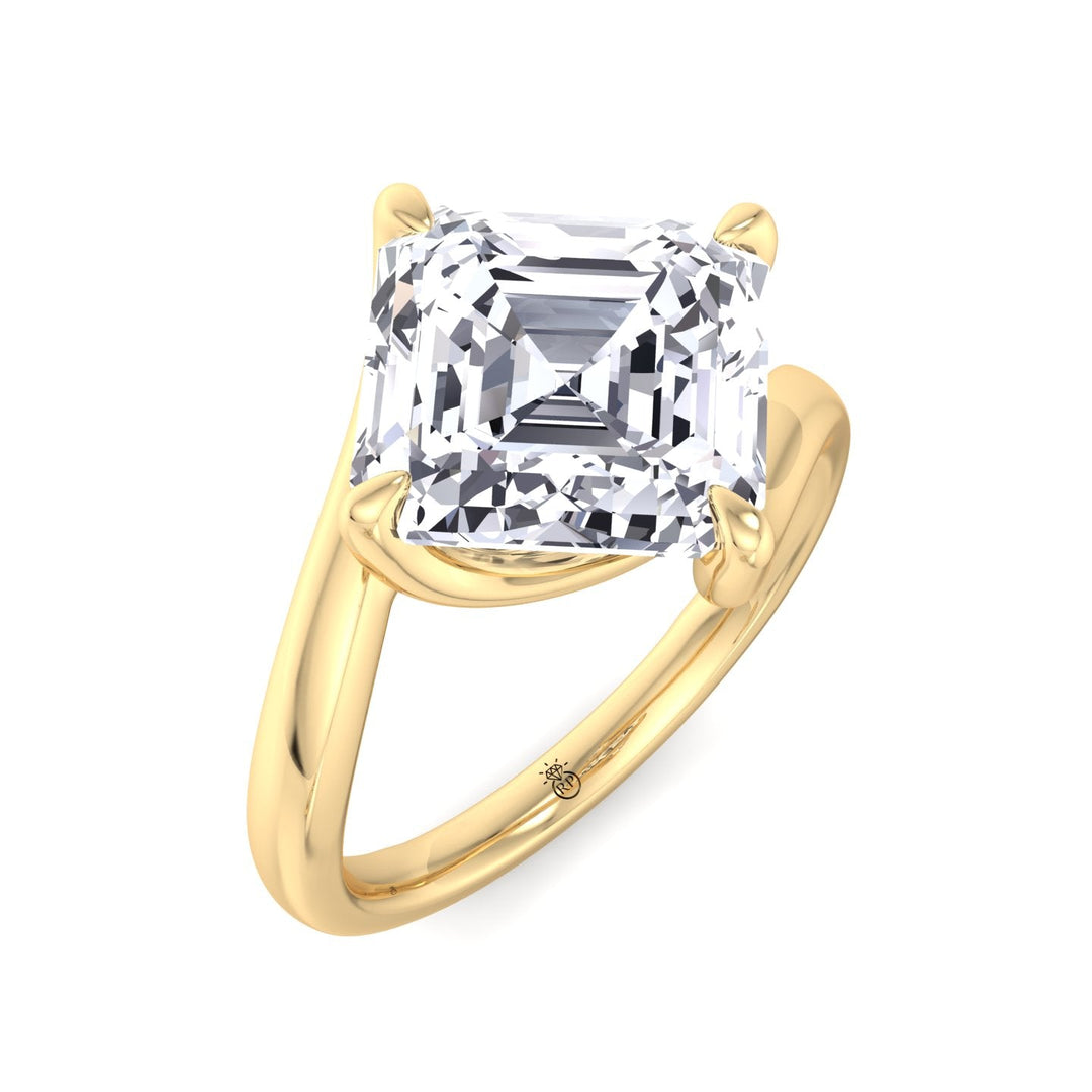 Asscher Cut Twisted Band Solitaire Engagement Ring