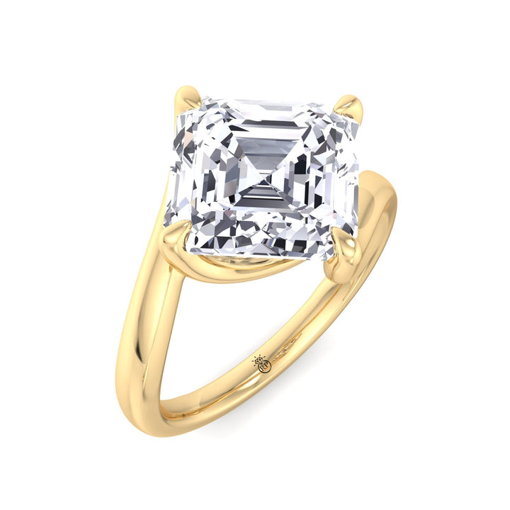 Asscher Cut Twisted Band Solitaire Engagement Ring