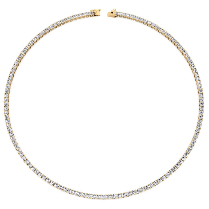 10 Carat 4 Prong Tennis Necklace 14K Solid Gold 16"
