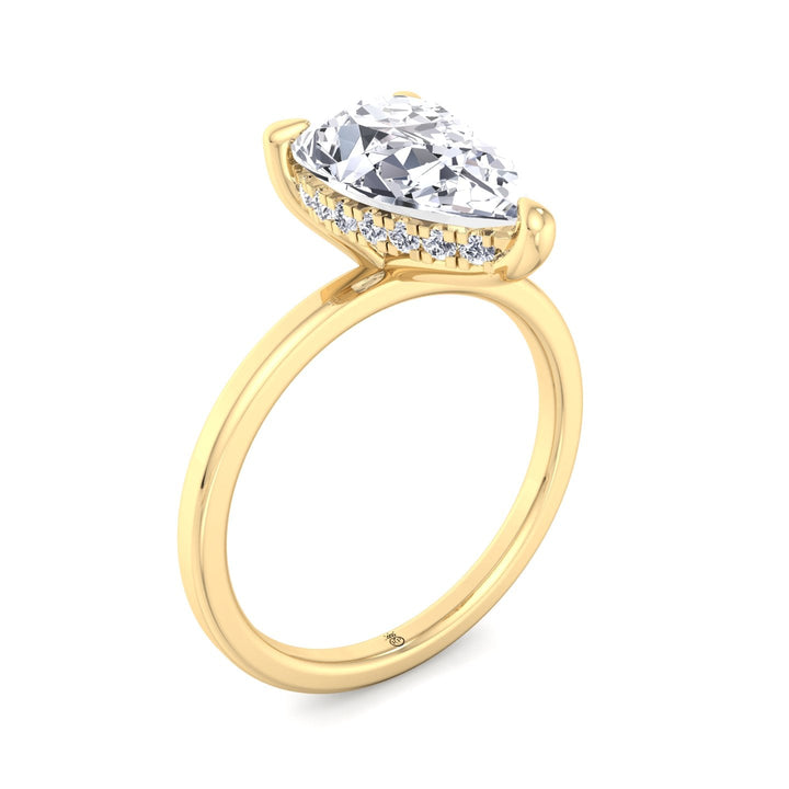 Pear Shape Engagement Ring with Hidden Halo