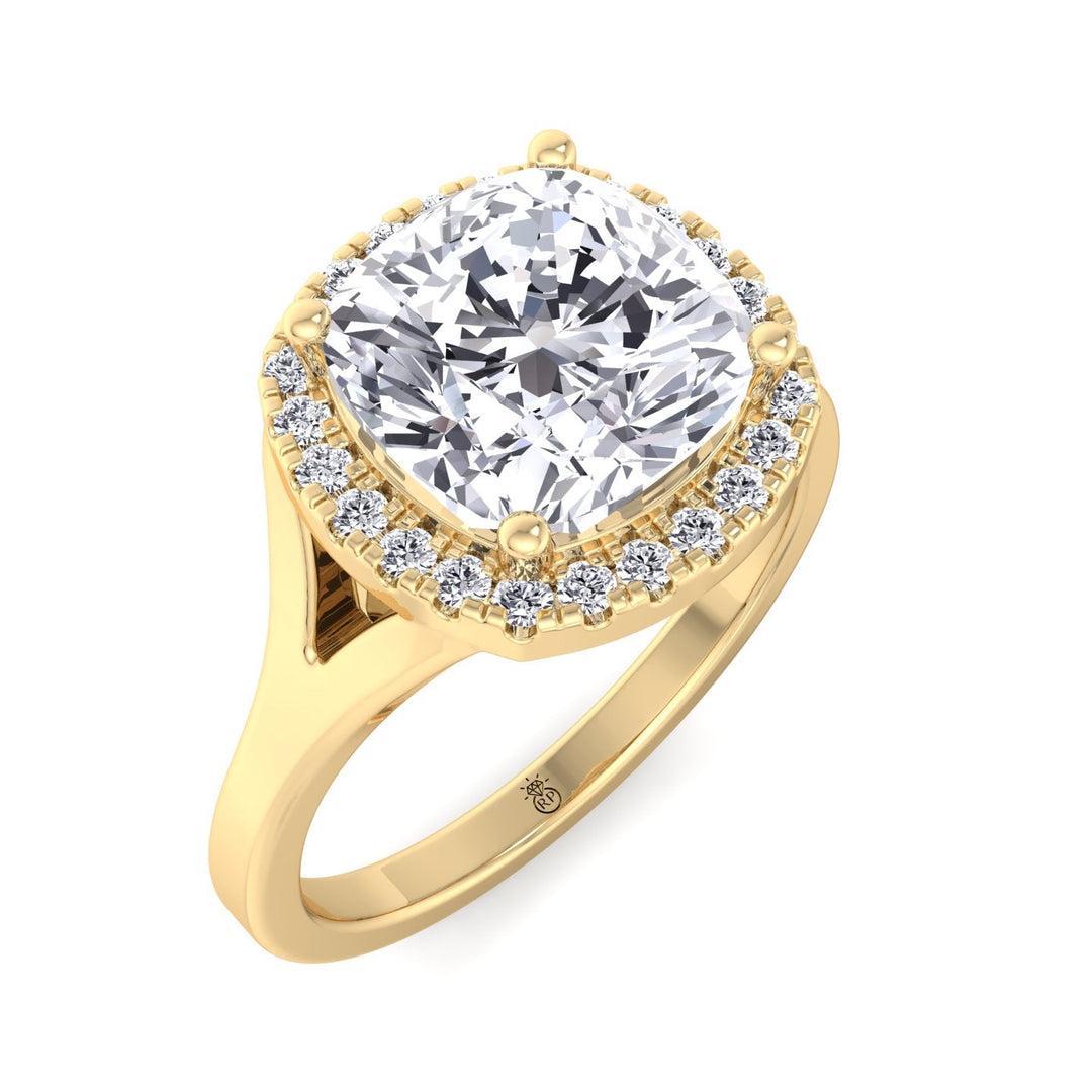 Cushion Cut Solitaire Engagement Ring With Halo