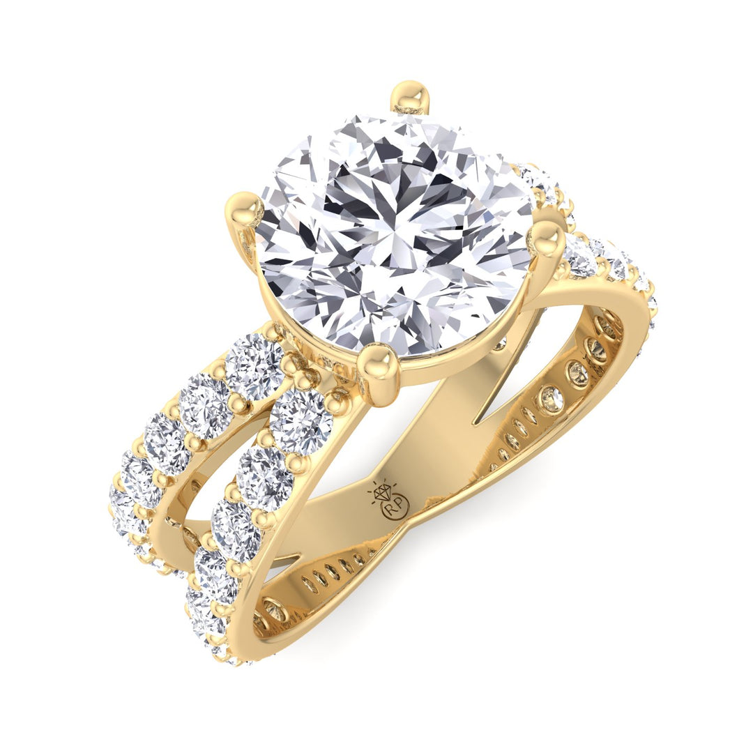 Round Cut Engagement Ring With Double Band