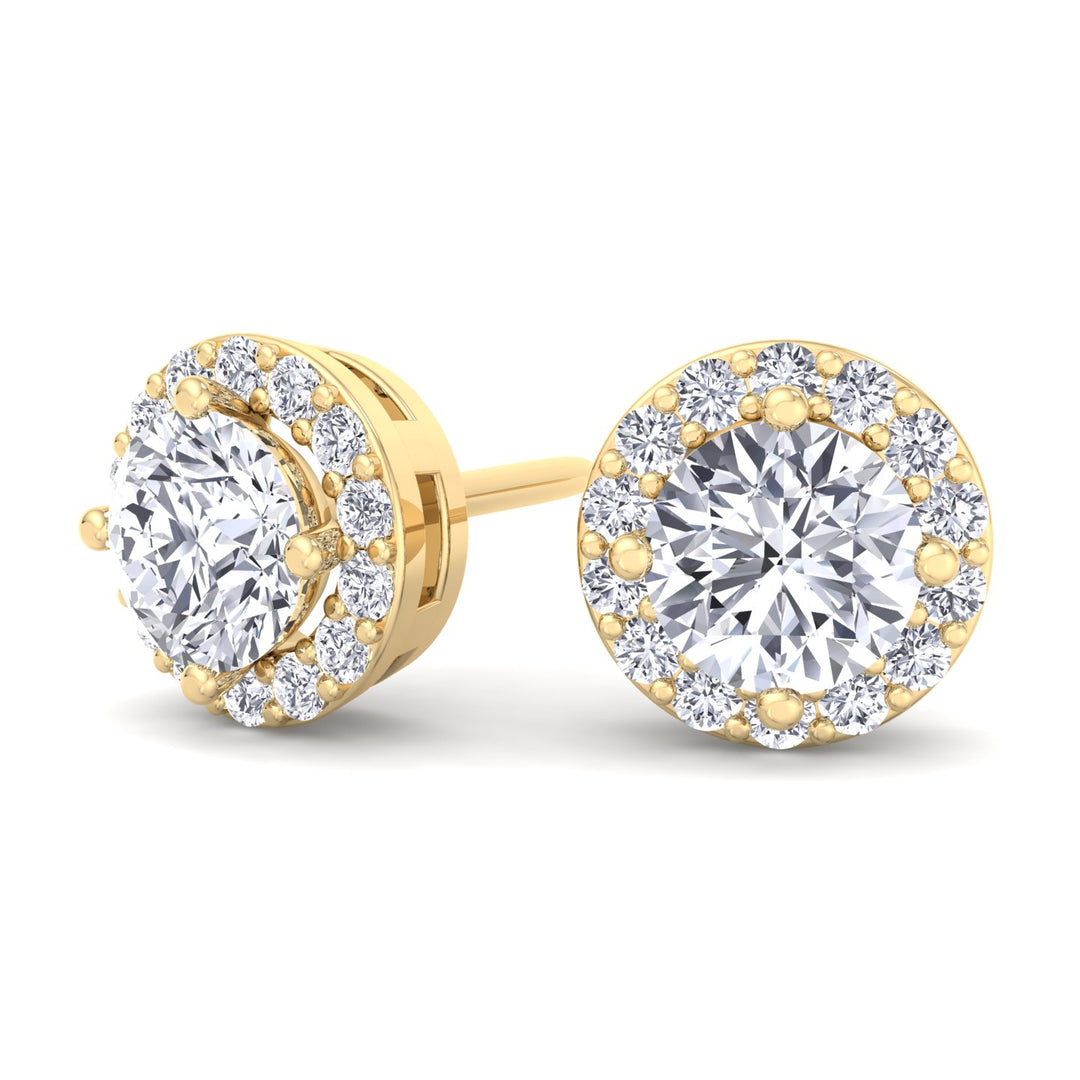 Round Cut Halo Studs