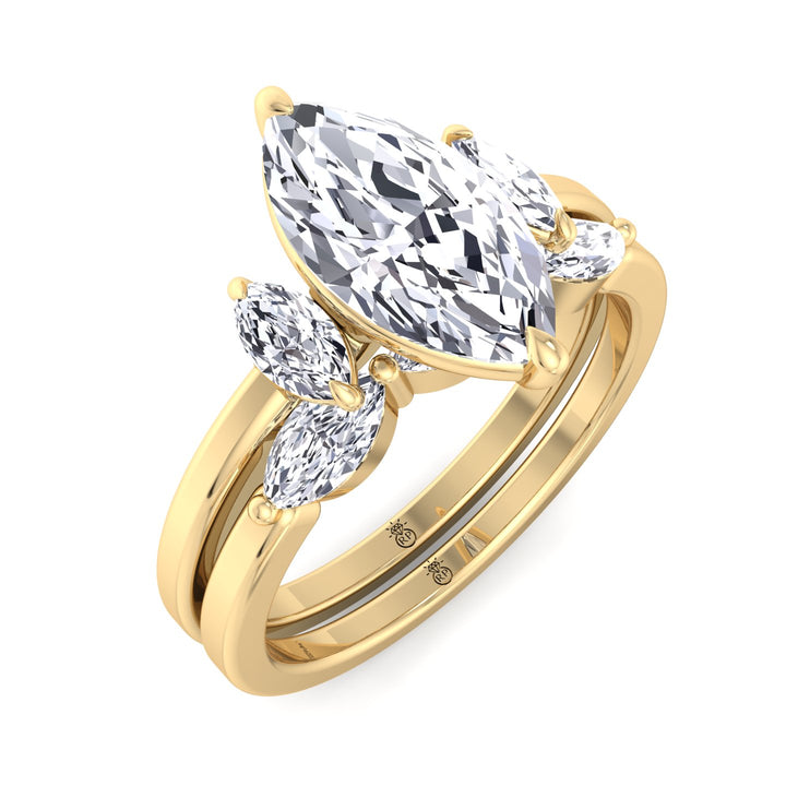 Three Stone Marquise Shape Wedding Band (0.26 CT)