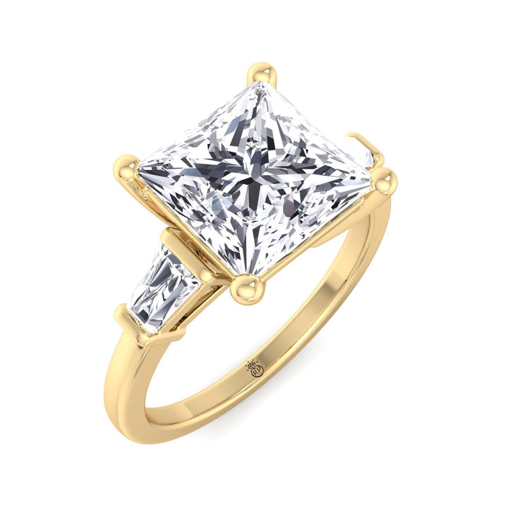 Princess Cut Engagement Ring With Tapered Baguette Sidestones