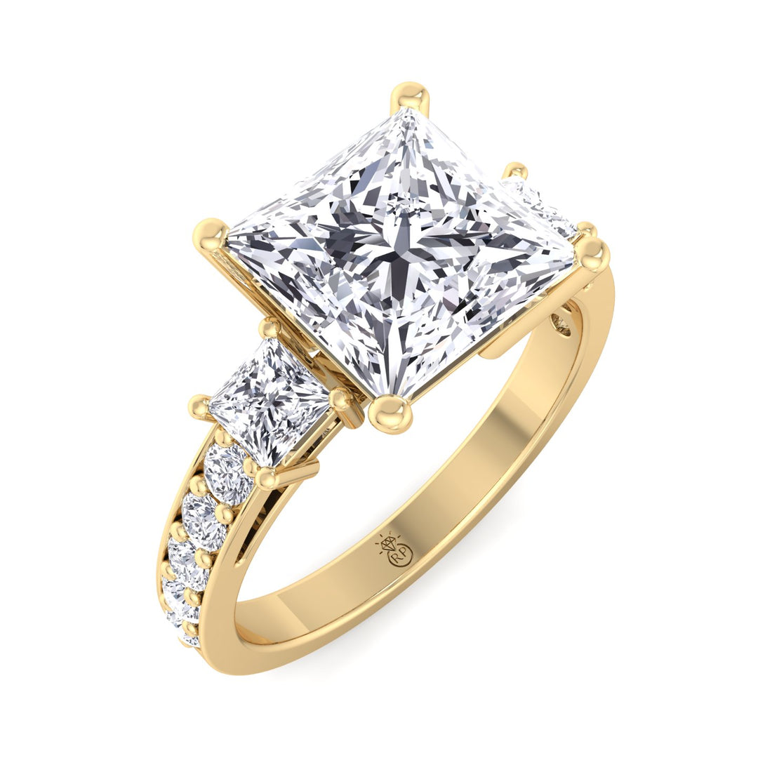 Princess Cut Engagement Ring with Sidestones