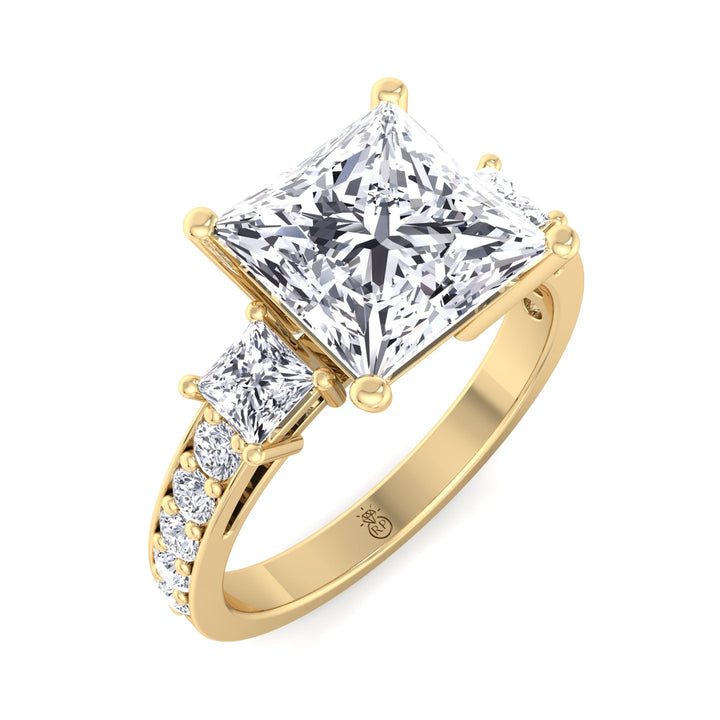 Princess Cut Engagement Ring with Sidestones