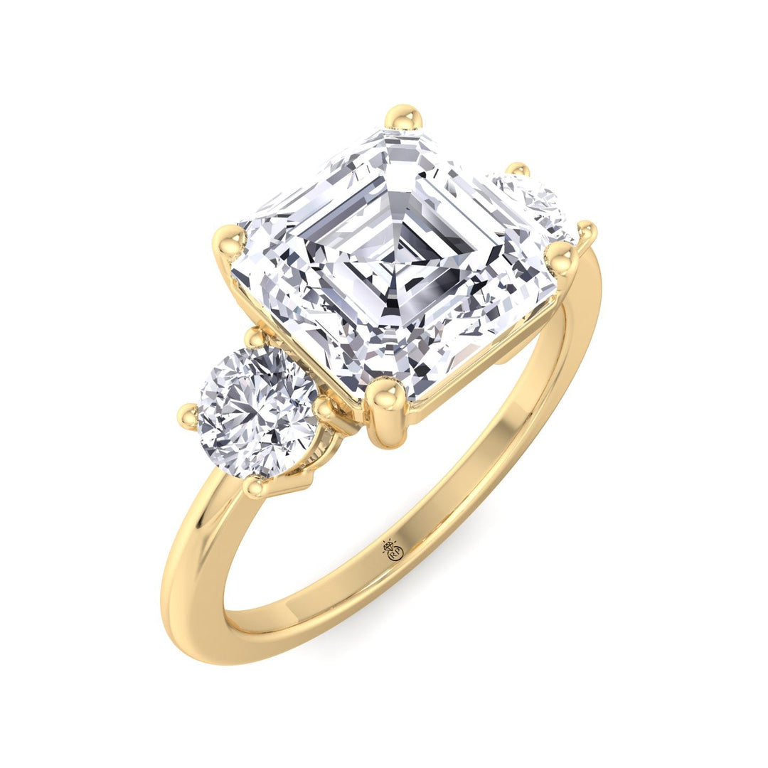 Asscher Cut Engagement Ring With Round Sidestones