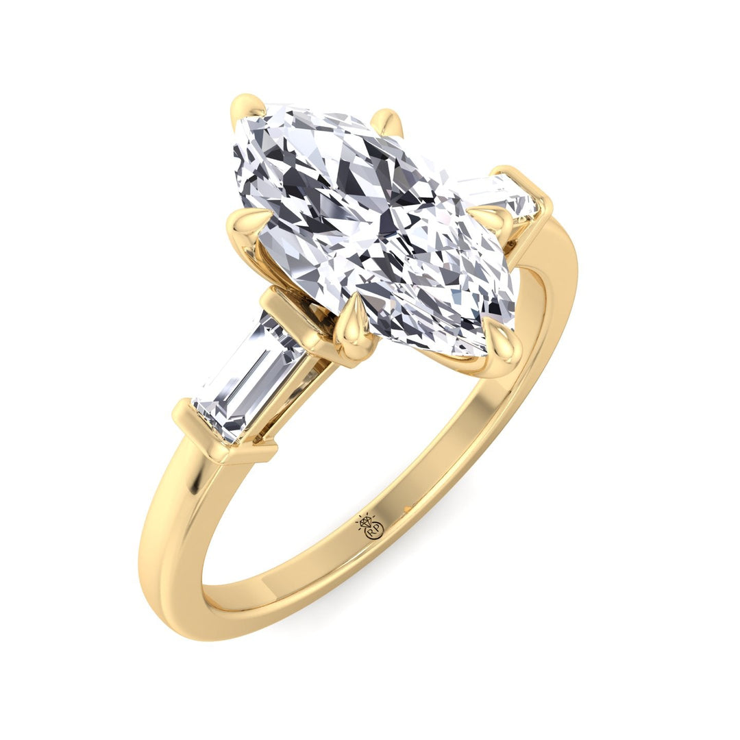 Marquise Cut Engagement Ring With Baguette Sidestones