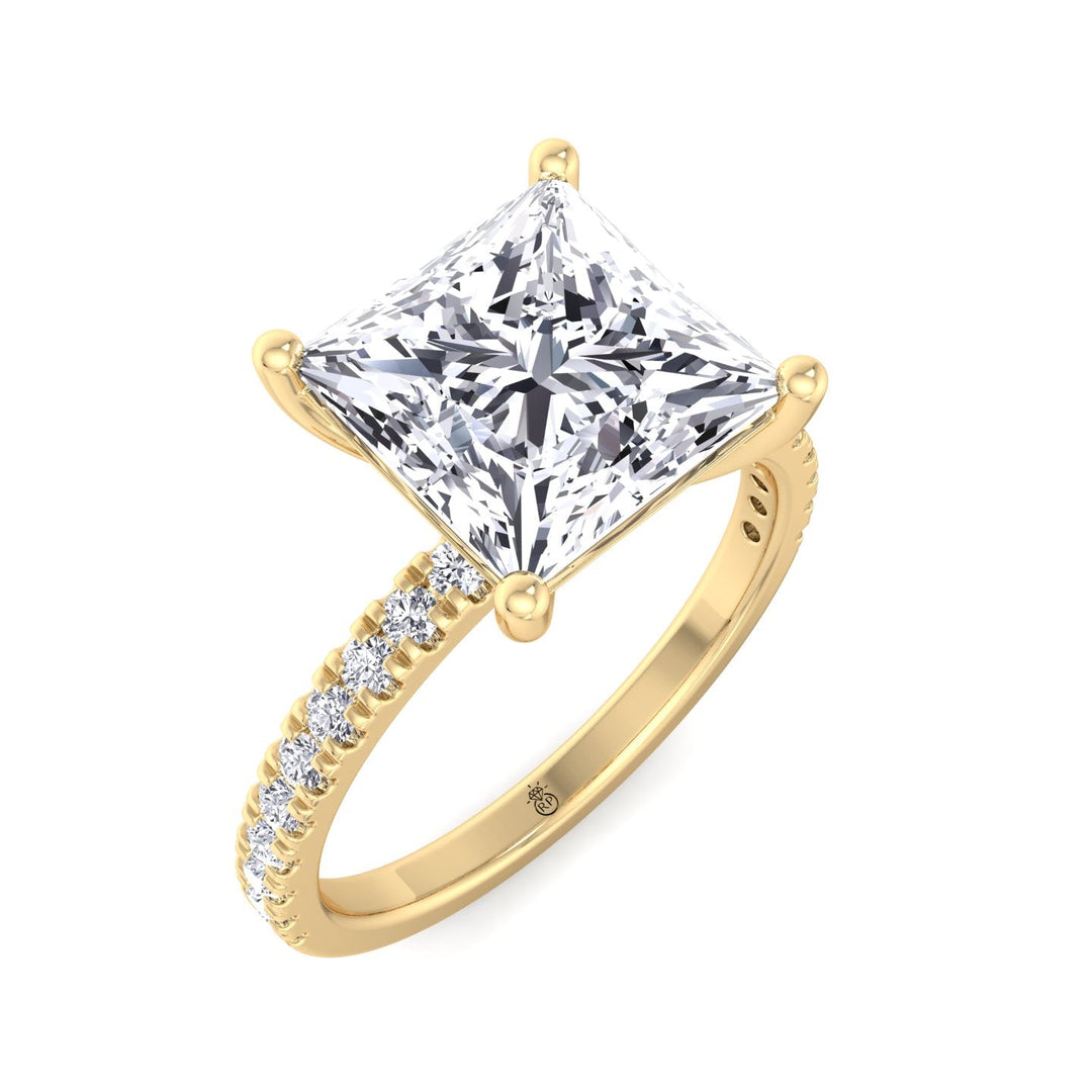 Princess Cut Engagement Ring With Pavé Band