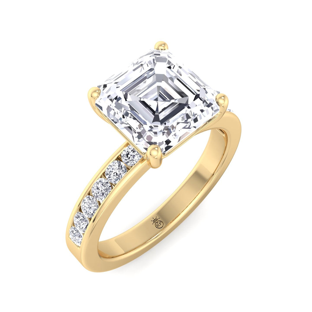 Asscher Cut Engagement Ring With Channel Set Sidestones