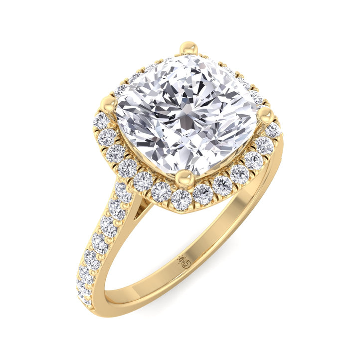Cushion Cut   Halo Engagement Ring with Sidestones
