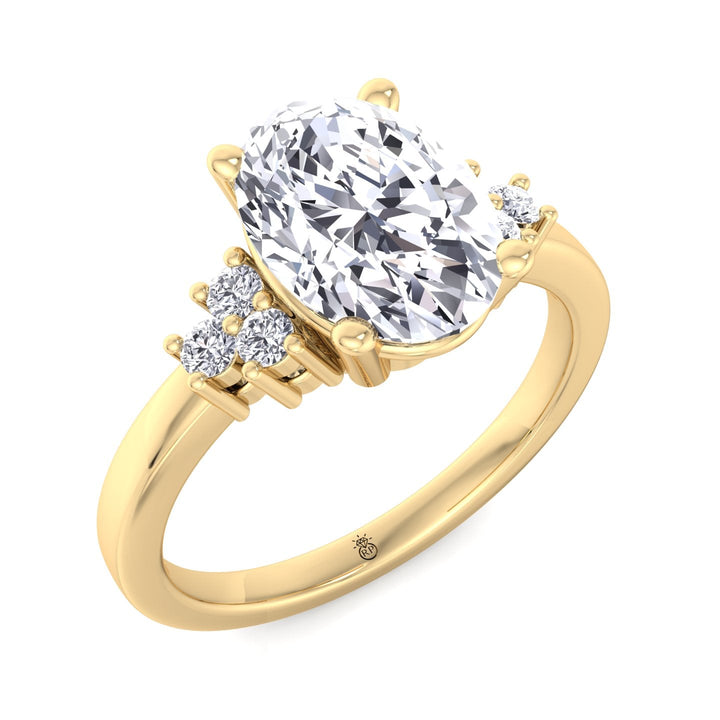 Oval Cut Engagement Ring with Round Side Stones