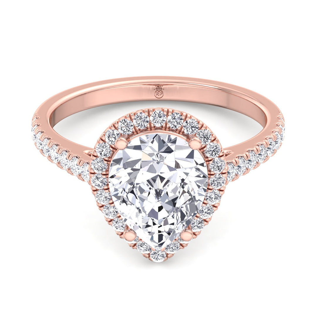 Pear Shape Halo   Engagement Ring with Sidestones