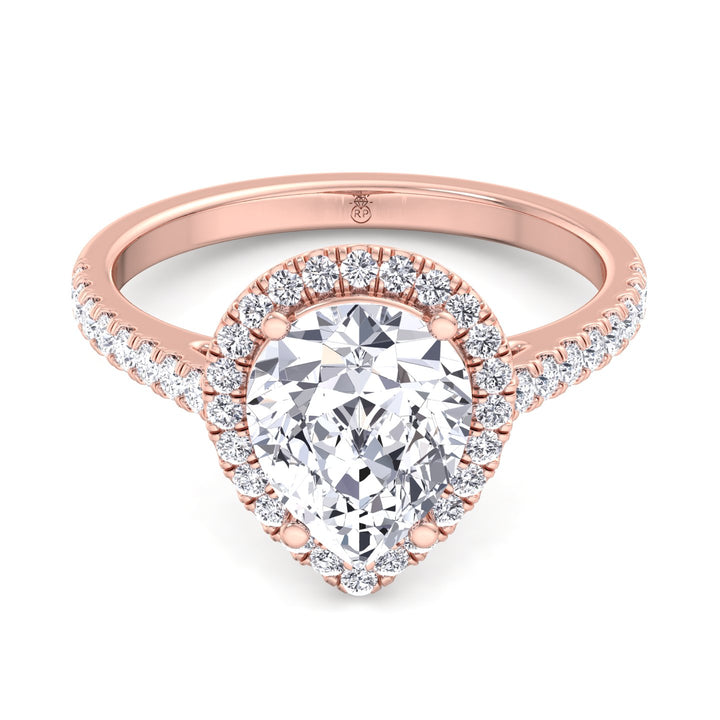 Pear Shape Halo   Engagement Ring with Sidestones
