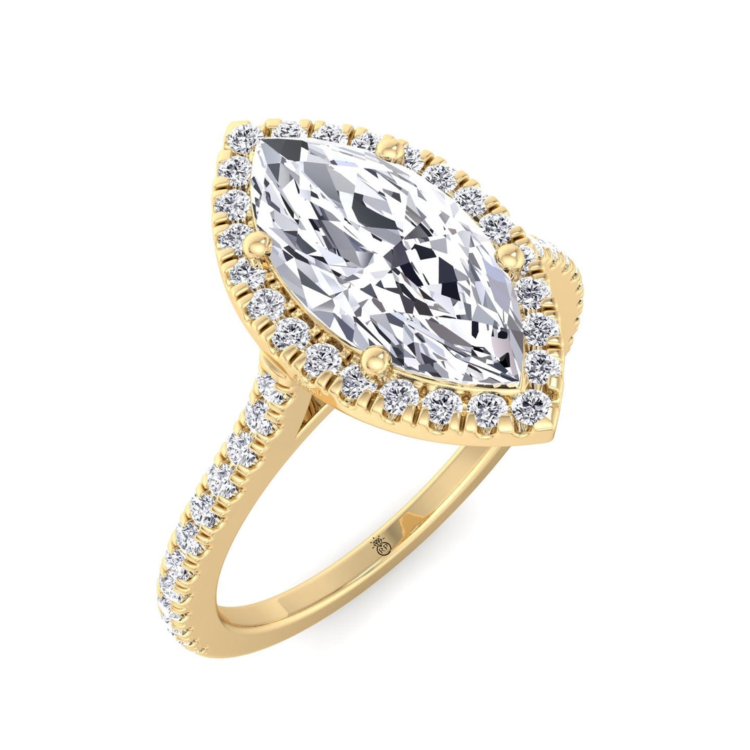 Marquise Cut Engagement Ring With Sidestones &amp; Halo