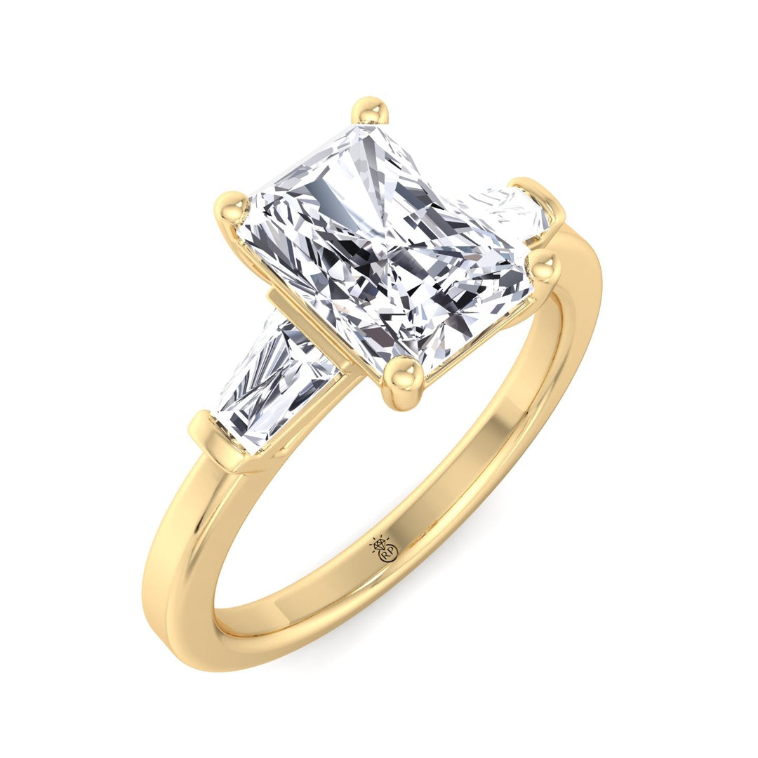 Radiant Cut Engagement Ring with Tapered Baguette Sidestones