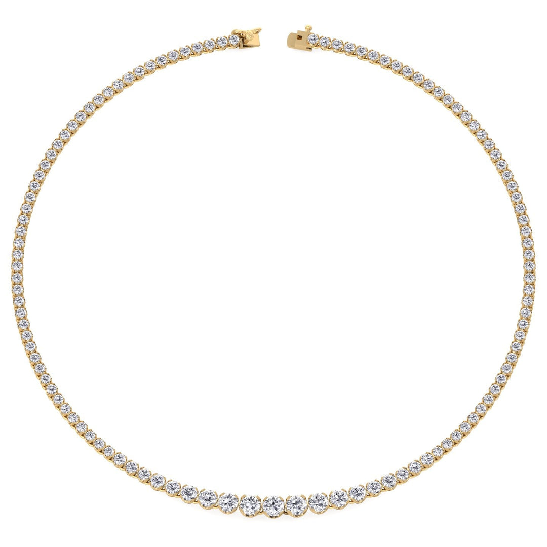 10 Carat Graduated Illusion Set Tennis Necklace Solid Gold