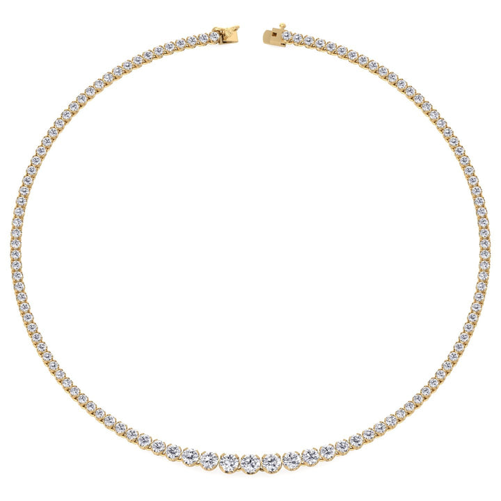 10 Carat Graduated Illusion Set Tennis Necklace Solid Gold