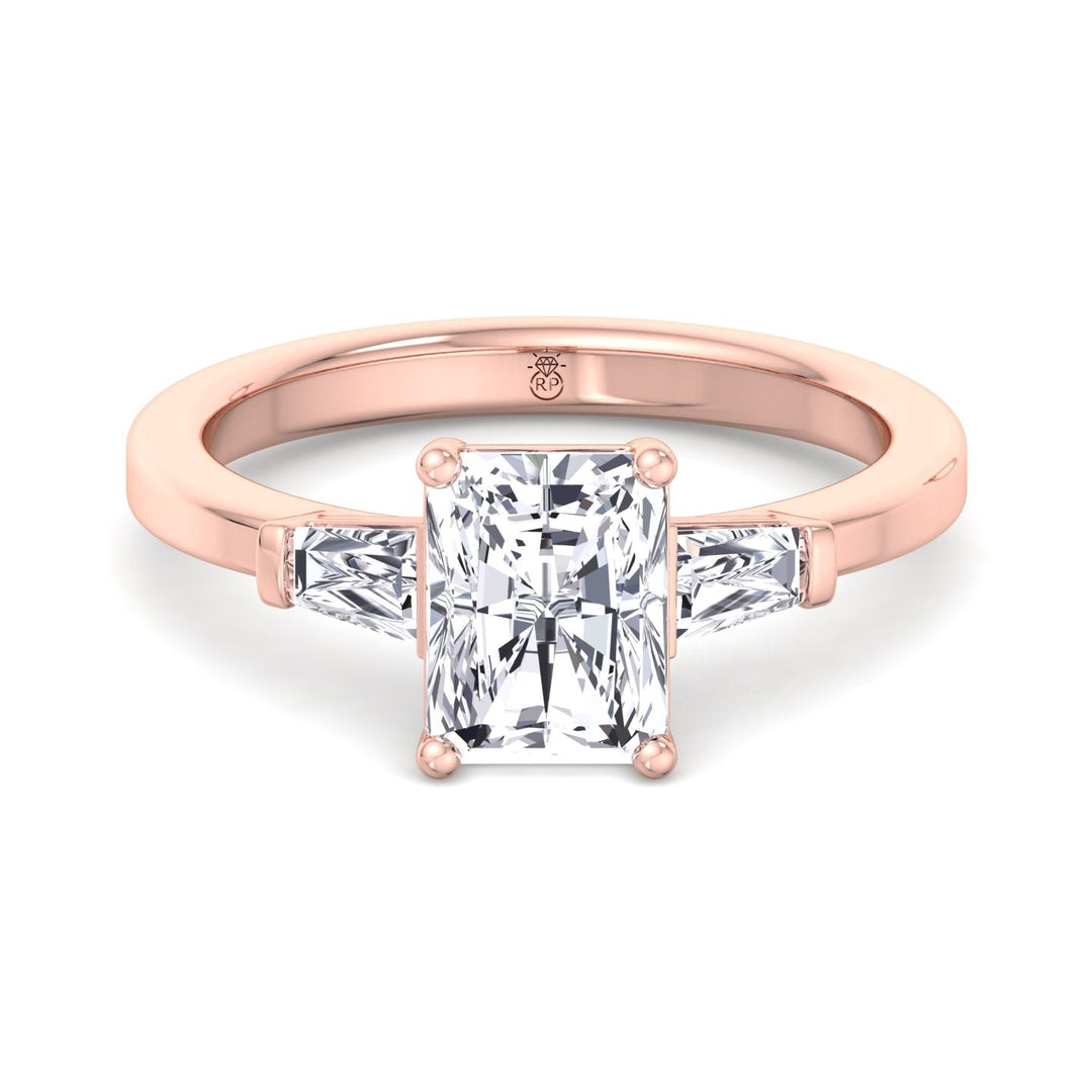 Radiant Cut Engagement Ring with Tapered Baguette Sidestones