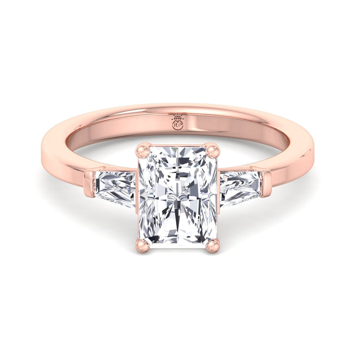 Radiant Cut Engagement Ring with Tapered Baguette Sidestones