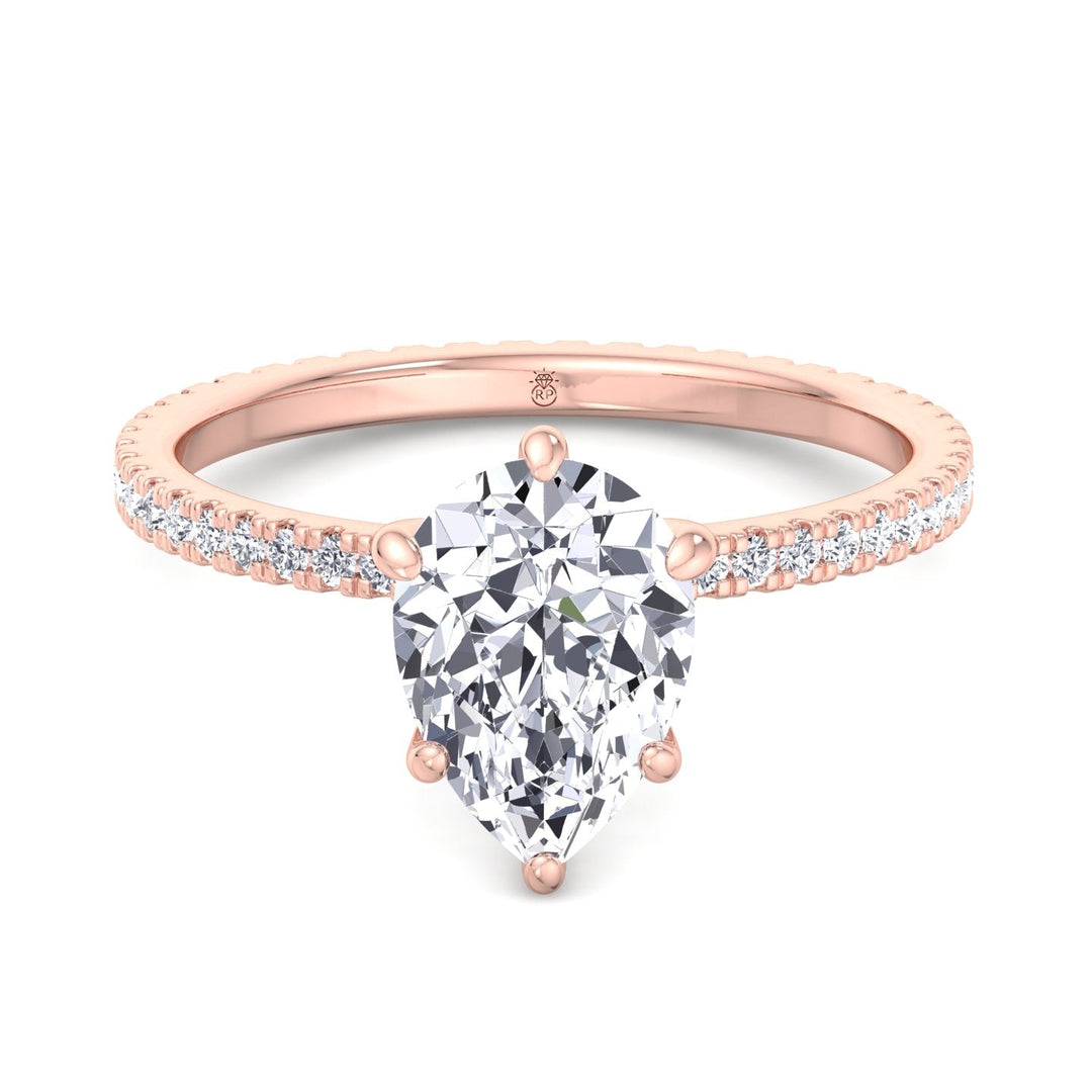 Pear Shape Engagement Ring with Round Side Stones