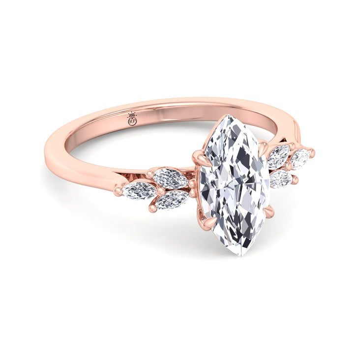 Marquise Cut Engagement Ring with Triple Marquise Sidestones