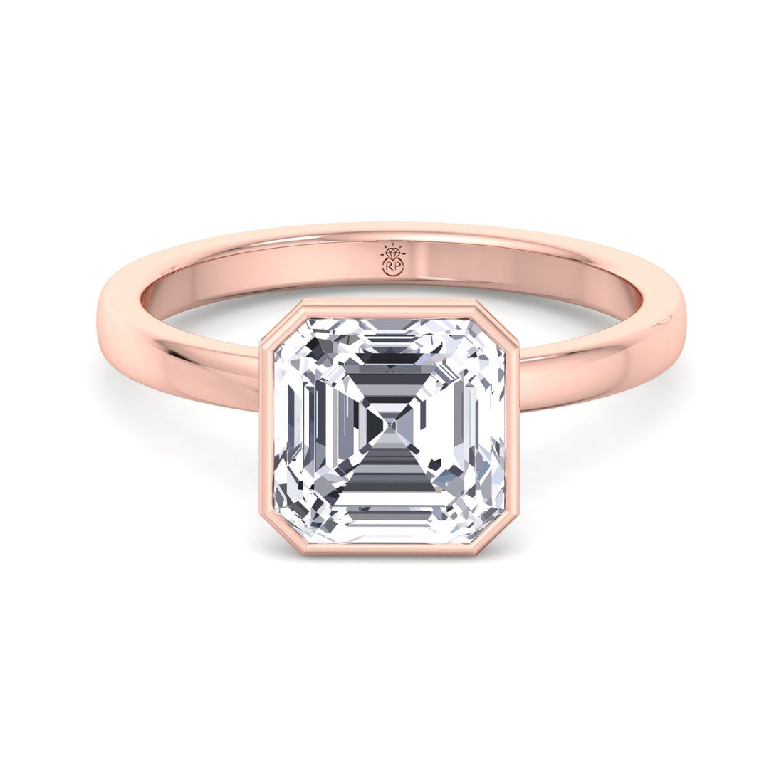Asscher Cut Bezel Set Solitaire Engagement Ring