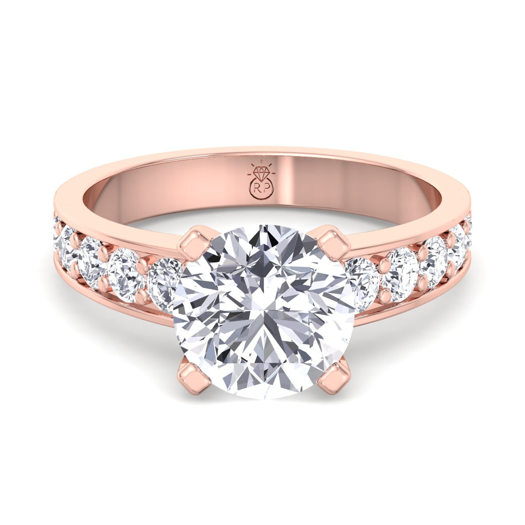 Round Cut Engagement Ring with Sidestones
