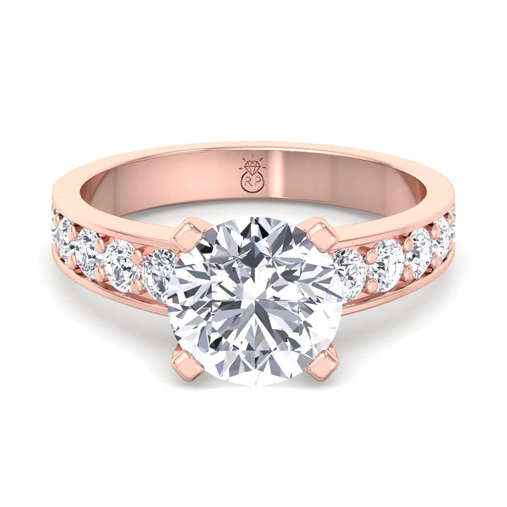 Round Cut Engagement Ring with Sidestones