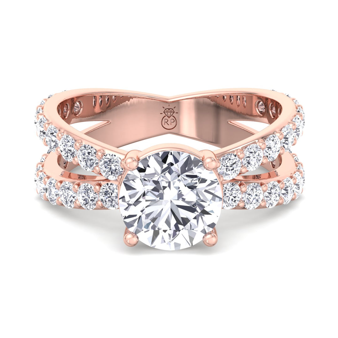 Round Cut Engagement Ring With Double Band