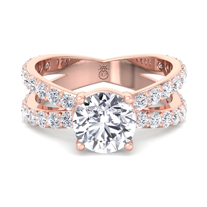 Round Cut Engagement Ring With Double Band