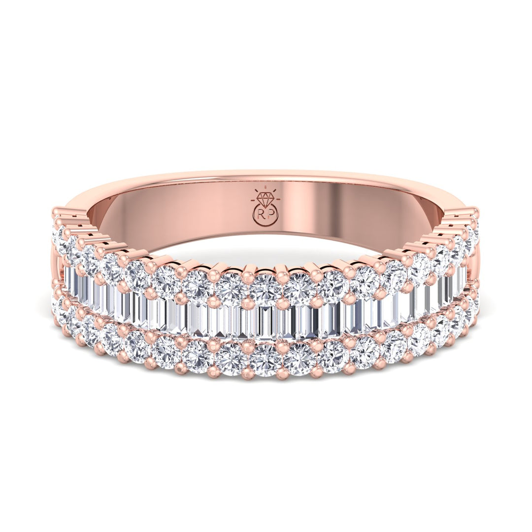 Baguette and Round Semi/Halfway Eternity Ring
