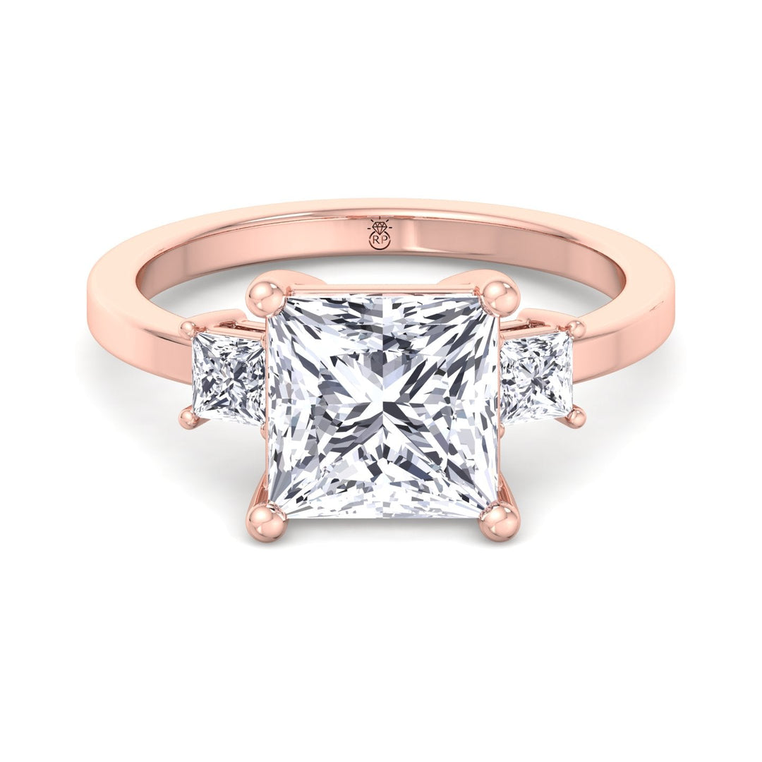 Princess Cut Engagement Ring With Princess Cut Sidestones