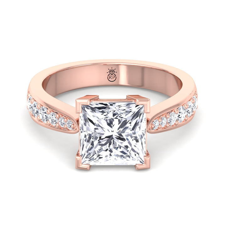 Princess Cut Engagement Ring With Sidestones Channel Setting