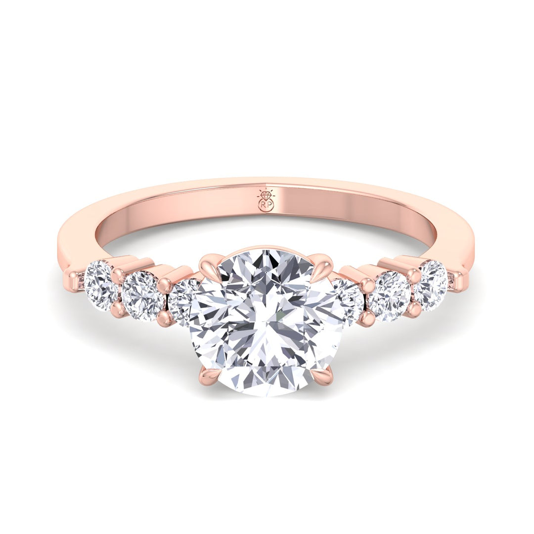 Round Cut Engagement Ring with Sidestones