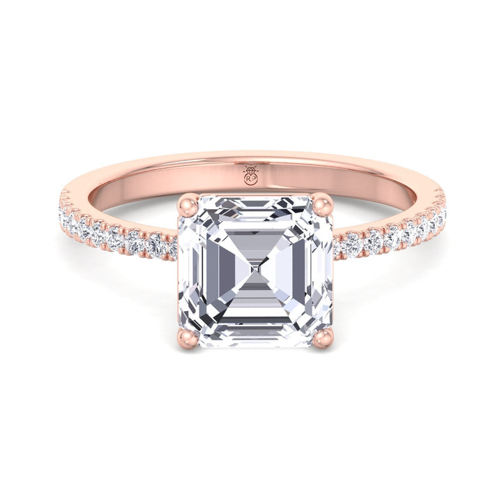 Asscher Cut Dainty Engagement Ring With Sidestones