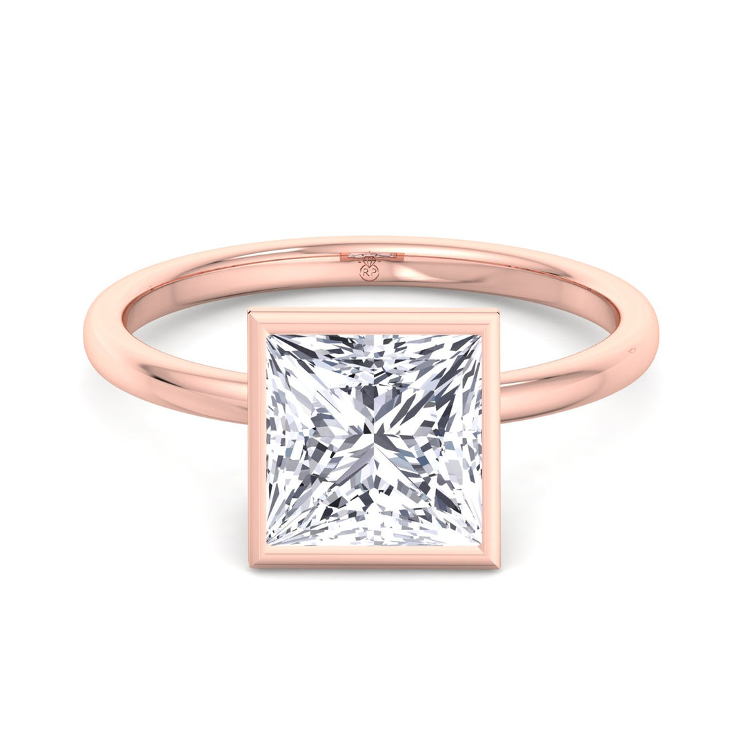 Princess Cut Bezel Set Engagement Ring