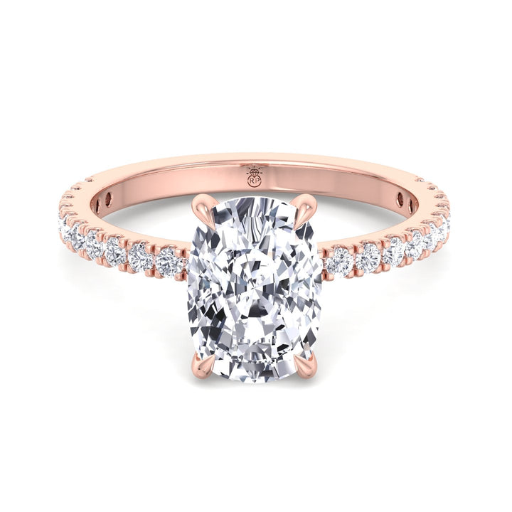 Elongated Cushion Cut Engagement Ring With Sidestones