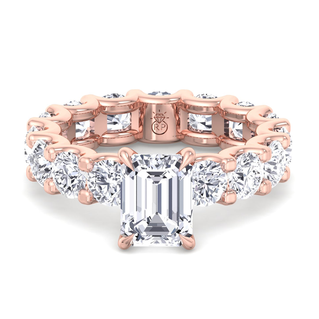 Emerald &amp; Round Eternity Engagement Ring