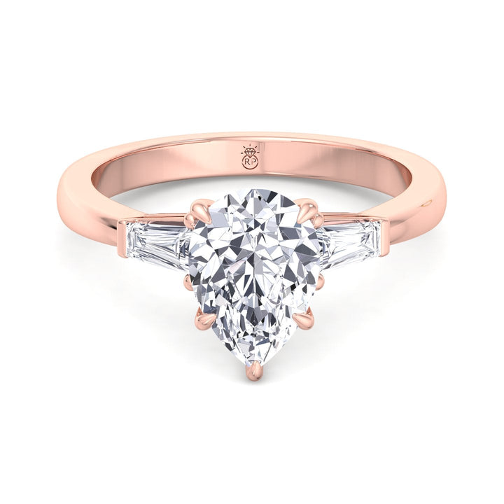 Pear Shape Engagement Ring with Tapered Baguette Side Stones