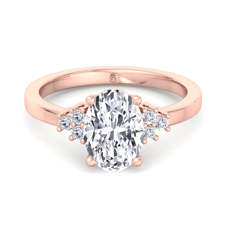 Oval Cut Engagement Ring with Round Side Stones