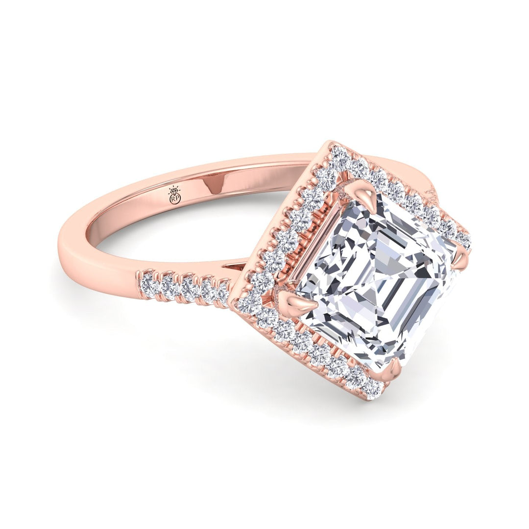 Asscher Cut Kite Set Engagement Ring With A Halo