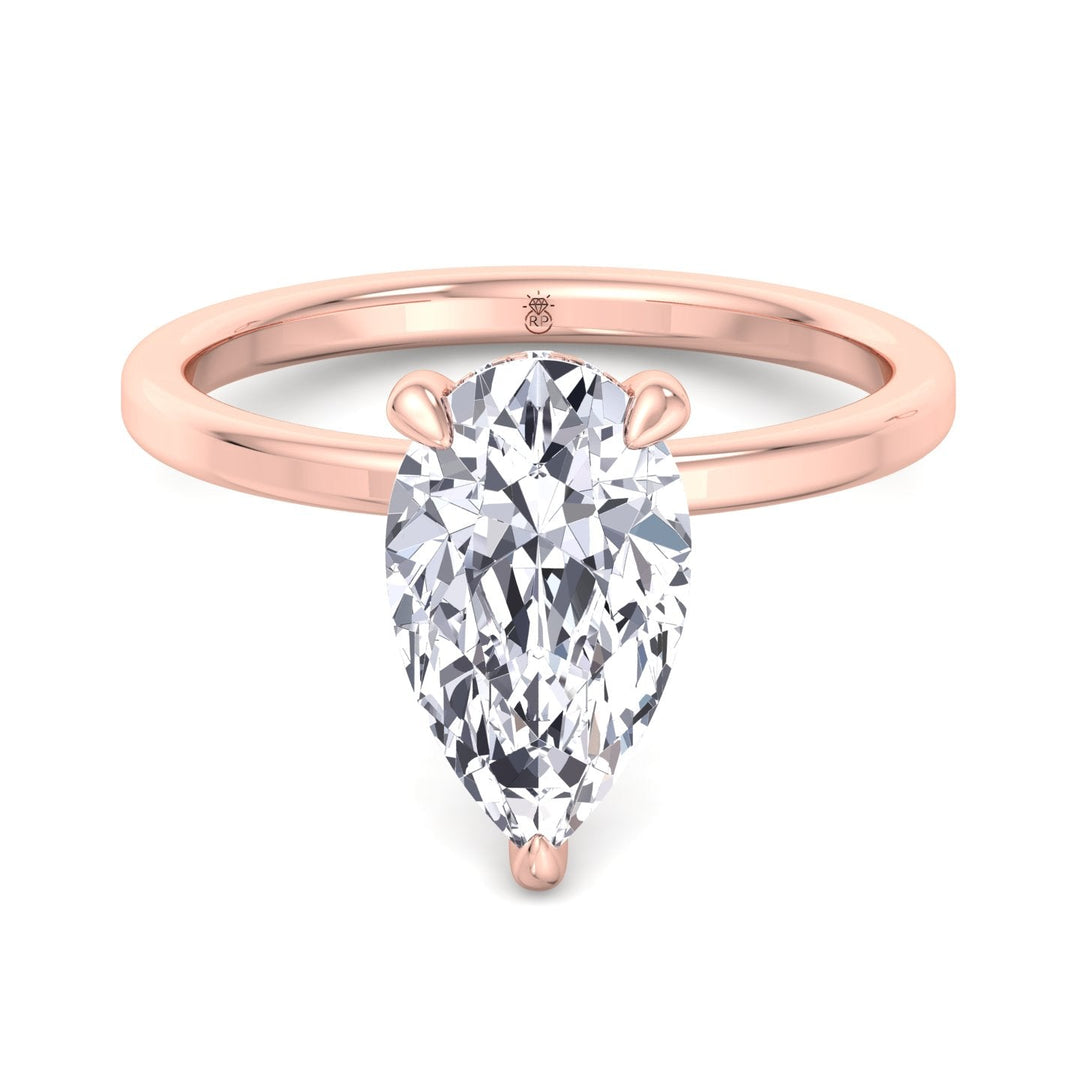 Pear Shape Engagement Ring with Hidden Halo