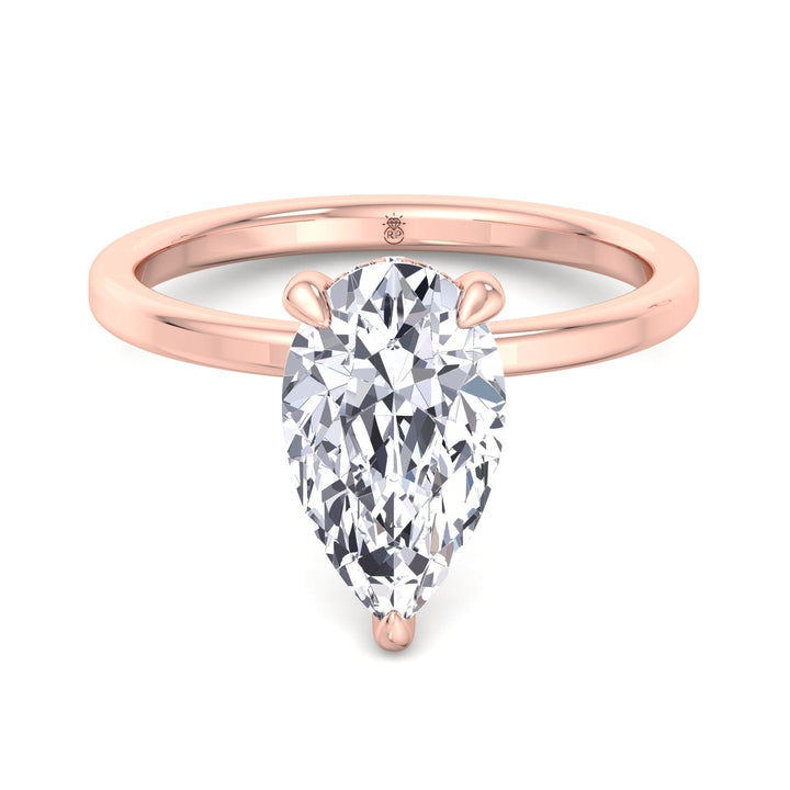 Pear Shape Engagement Ring with Hidden Halo