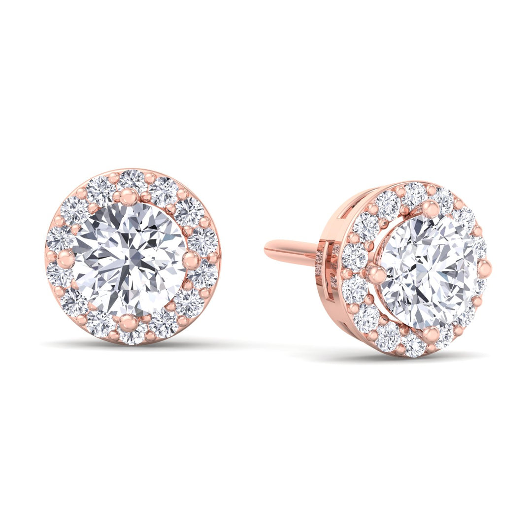 Round Cut Halo Studs