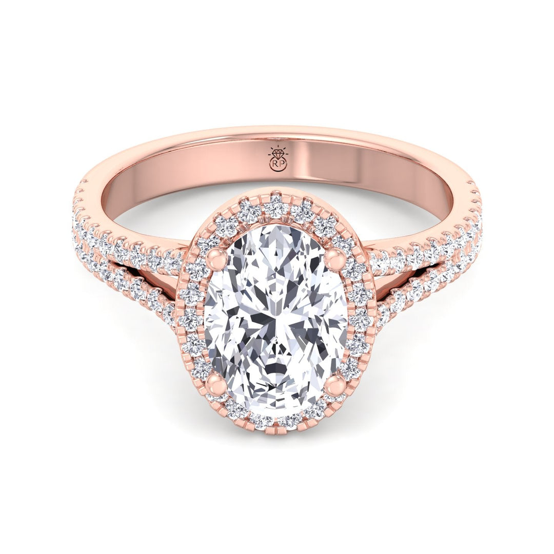 Oval Cut Engagement Ring with Round Side Stones