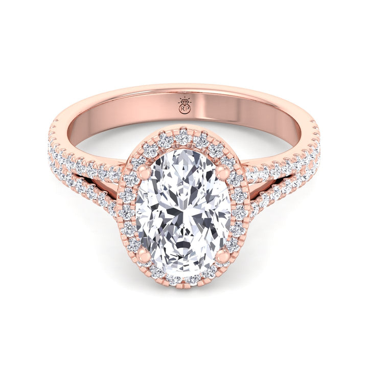 Oval Cut Engagement Ring with Round Side Stones