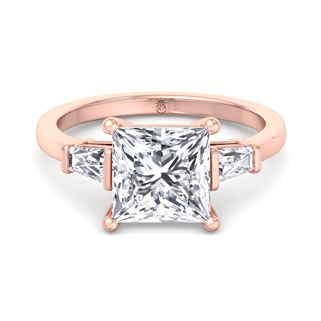 Princess Cut Engagement Ring With Tapered Baguette Sidestones